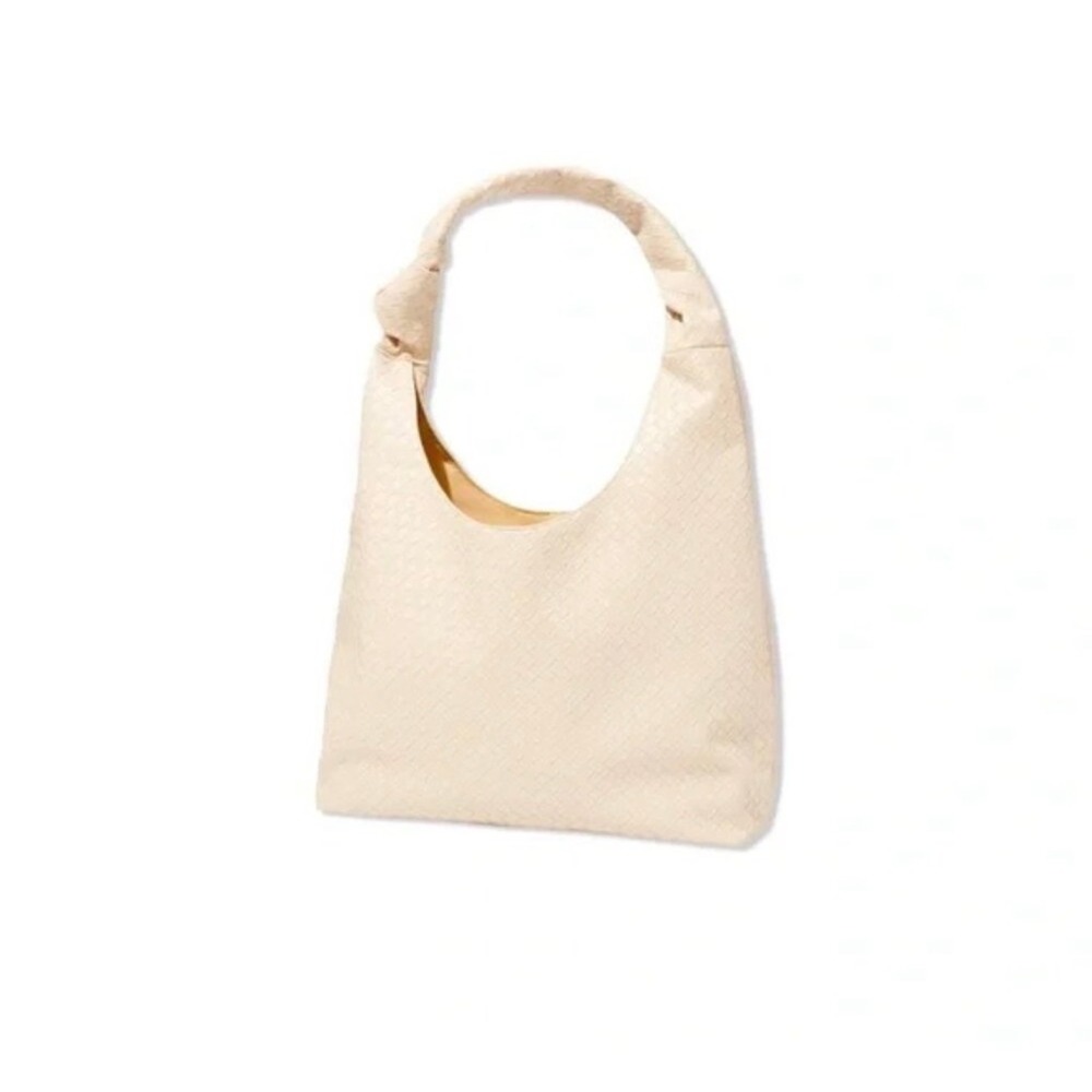 Ulta Cream Woven Pattern Hobo Shoulder Bag Tote‎ NWT